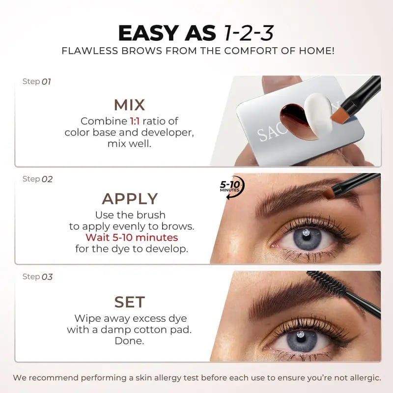 Eyebrow Tint Kit,Long-lasting Waterproof Sweat-proof Eyebrow Dye Paste Set