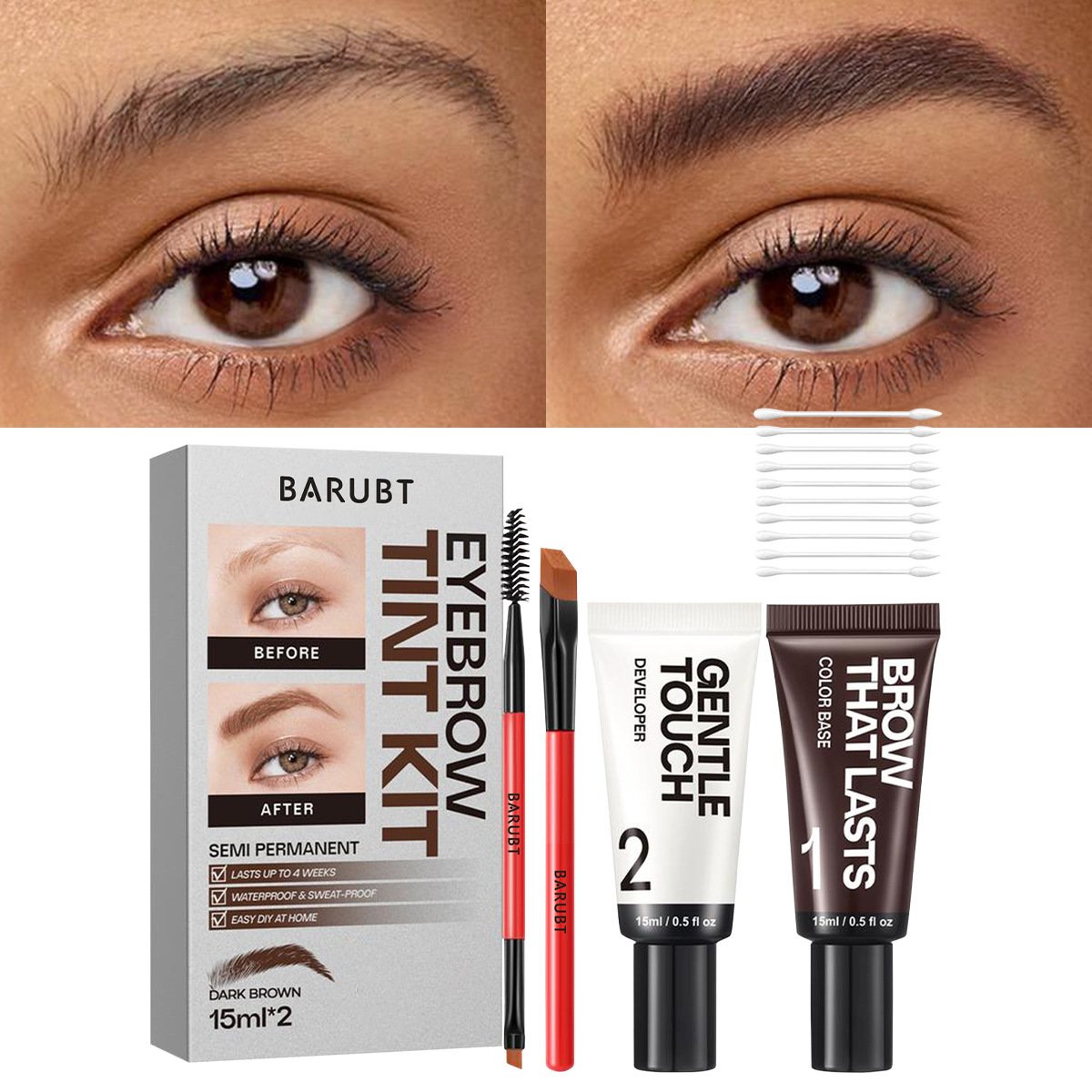 Eyebrow Tint Kit,Long-lasting Waterproof Sweat-proof Eyebrow Dye Paste Set